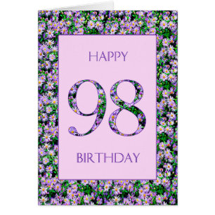 98th Birthday Purple Daisies Cards