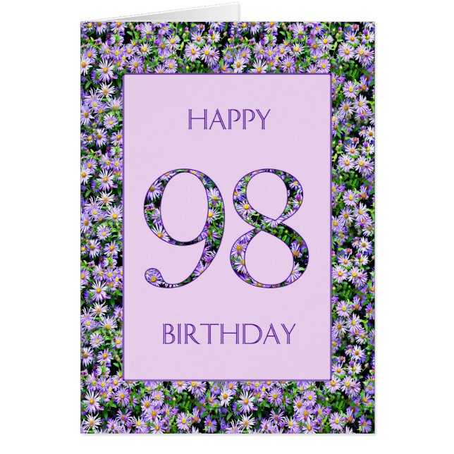 98th Birthday Purple Daisies Cards (Front)