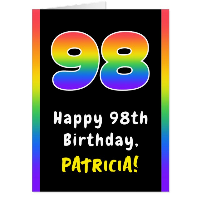 98th Birthday: Rainbow Spectrum # 98, Custom Name Card (Front)