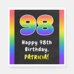 [ Thumbnail: 98th Birthday: Rainbow Spectrum # 98, Custom Name Napkins ]