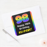 [ Thumbnail: 98th Birthday: Rainbow Spectrum # 98, Custom Name Sticker ]