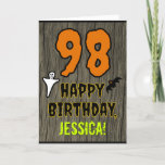 [ Thumbnail: 98th Birthday: Spooky Halloween Theme, Custom Name Card ]