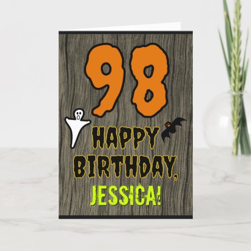 98th Birthday Spooky Halloween Theme Custom Name Card