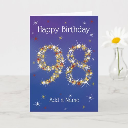 98th Birthday - Stars Numbers - Blue - Age 98 Card