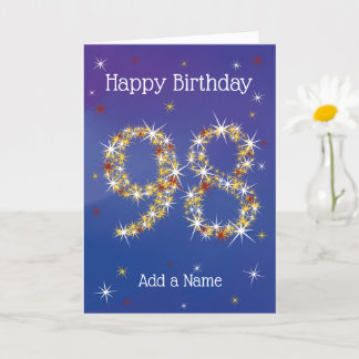 98th Birthday - Stars Numbers - Blue - Age 98 Card