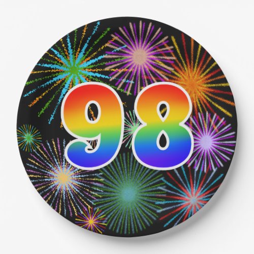 98th Event _ Fun Colorful Bold Rainbow 98 Paper Plates