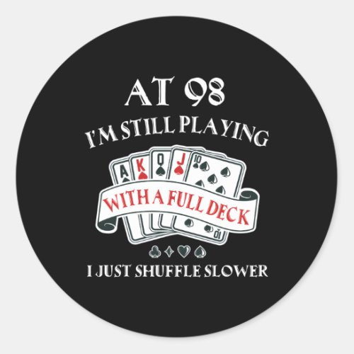 98Th For 98 Playing Cards Classic Round Sticker