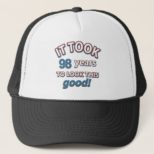 98th year old birthday designs trucker hat