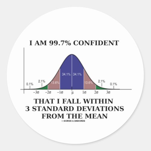 997 Confident Within 3 Standard Deviations Mean Classic Round Sticker