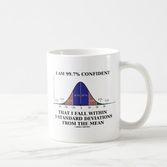 99.7% Confident Within 3 Standard Deviations Mean Coffee Mug