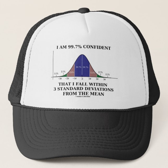 99.7% Confident Within 3 Standard Deviations Mean Trucker Hat (Front)