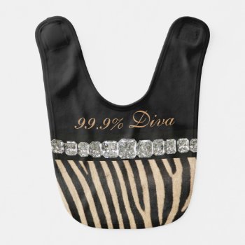 99.9% Diva  Diamonds  Black & White Zebra Baby Bib by Godsblossom at Zazzle
