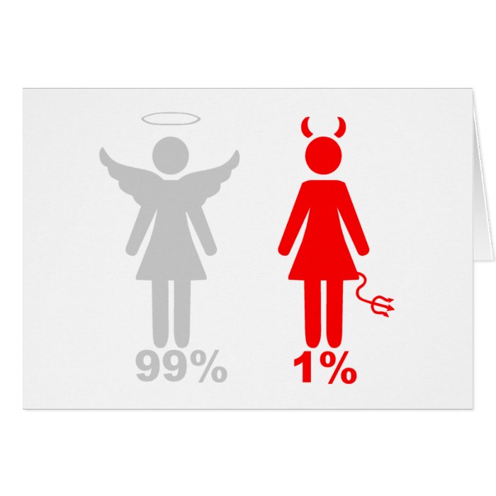 99% Angel 1% Devil Woman Greeting Cards