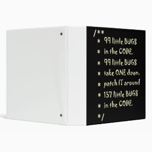 99 Bugs In Code Software Funny Engineer Tester 3 Ring Binder