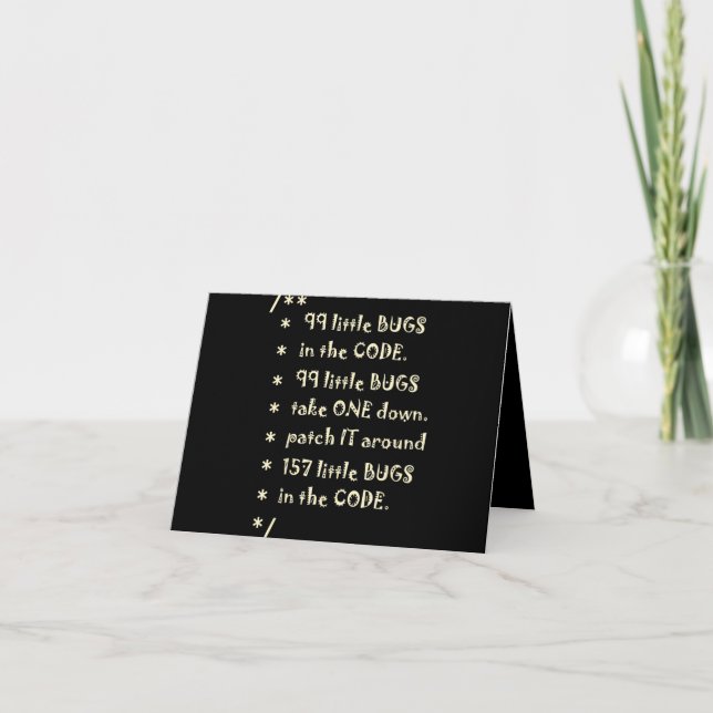 99 Bugs In  Code Software Funny Engineer Tester Thank You Card (Front)
