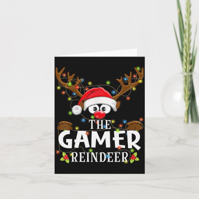 99 Matching Christmas The Gamer Reindeer Pajama  Card (Front)