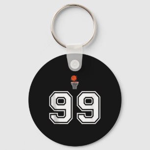 99 Number Basketball Style Vintage White Tank Top Keychain