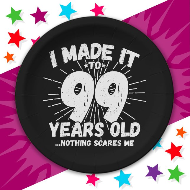 99 Year Old Sarcastic Meme Funny 99th Birthday Paper Plates (Creator Uploaded)