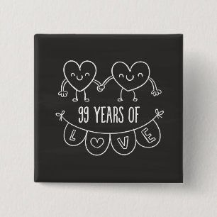 99th Anniversary Gift Chalk Hearts Button
