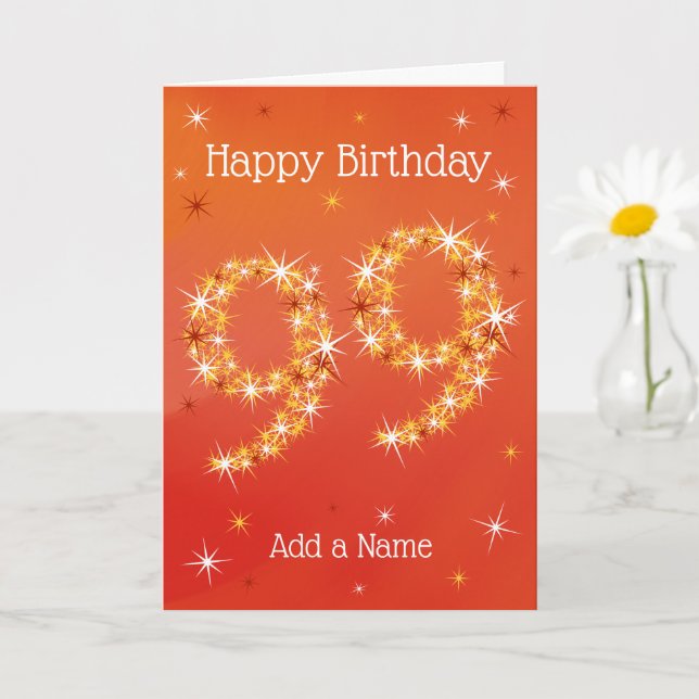 99th Birthday - 99 in Stars - Red - Age 99 Card (Small Plant)