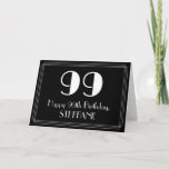 [ Thumbnail: 99th Birthday ~ Art Deco Inspired Look "99", Name Card ]
