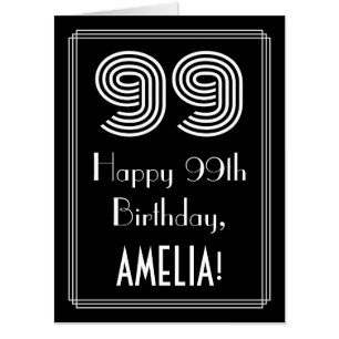 99th Birthday — Art Deco Inspired Look “99” + Name Card