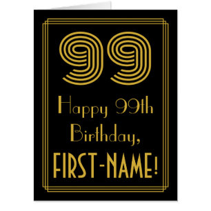 99th Birthday: Art Deco Inspired Look “99” + Name Card