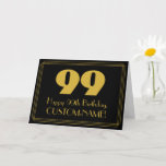 [ Thumbnail: 99th Birthday: Art Deco Inspired Look "99" & Name Card ]