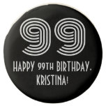 [ Thumbnail: 99th Birthday - Art Deco Inspired Look "99", Name ]