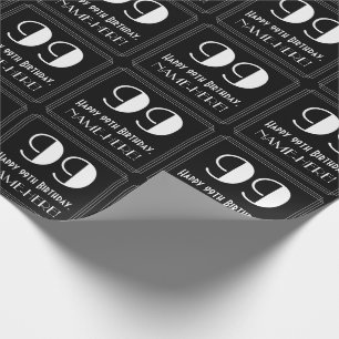 99th Birthday - Art Deco Inspired Look "99", Name Wrapping Paper