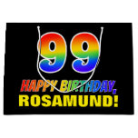 [ Thumbnail: 99th Birthday: Bold, Fun, Simple, Rainbow 99 Gift Bag ]
