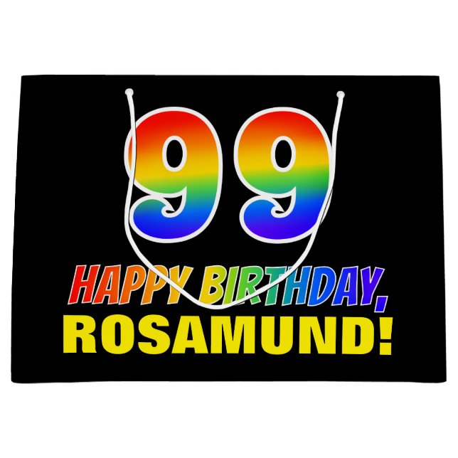 99th Birthday: Bold, Fun, Simple, Rainbow 99 Large Gift Bag (Front)