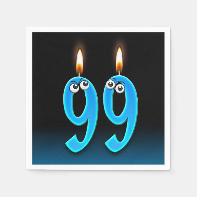 99th birthday candle with eyeballs paper napkins (Front)