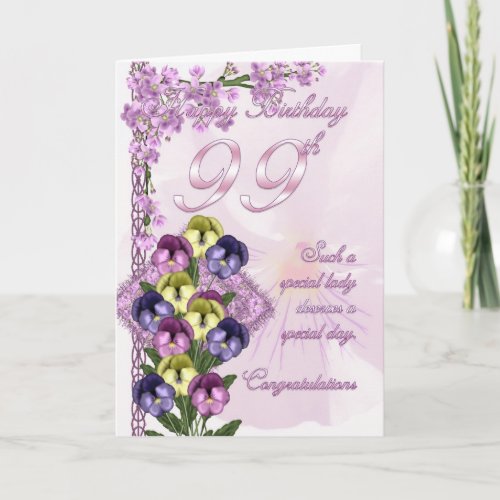 99th Birthday Card For A Special Lady