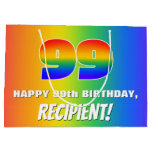 [ Thumbnail: 99th Birthday: Colorful, Fun Rainbow Pattern # 99 Gift Bag ]