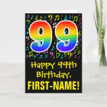 [ Thumbnail: 99th Birthday: Colorful Music Symbols + Rainbow 99 Card ]