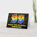 [ Thumbnail: 99th Birthday: Colorful Music Symbols & Rainbow 99 Card ]