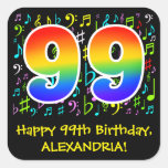 [ Thumbnail: 99th Birthday: Colorful Music Symbols, Rainbow 99 Sticker ]