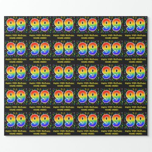 99th Birthday Colorful Music Symbols Rainbow 99 Wrapping Paper