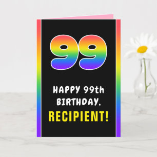 99th Birthday: Colorful Rainbow # 99, Custom Name Card