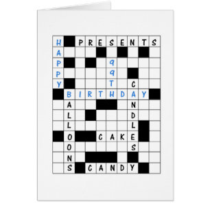 99th Birthday, Crossword Puzzle Cards