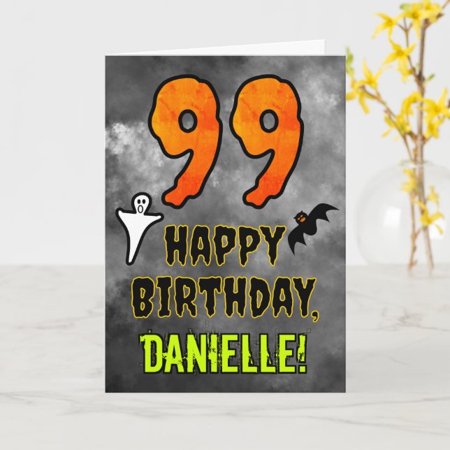 99th Birthday: Eerie Halloween Theme + Custom Name Card (Yellow Flower)