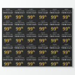 [ Thumbnail: 99th Birthday: Elegant, Black, Faux Gold Look Wrapping Paper ]