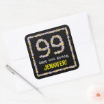 [ Thumbnail: 99th Birthday: Floral Flowers Number, Custom Name Sticker ]