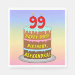 [ Thumbnail: 99th Birthday: Fun Cake and Candles + Custom Name Napkins ]