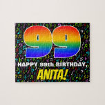 [ Thumbnail: 99th Birthday — Fun, Colorful Music Symbols & “99” Jigsaw Puzzle ]