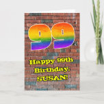 [ Thumbnail: 99th Birthday: Fun Graffiti-Inspired Rainbow 99 Card ]
