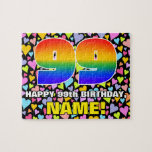 [ Thumbnail: 99th Birthday — Fun, Loving Heart Shapes + “99” Jigsaw Puzzle ]