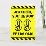[ Thumbnail: 99th Birthday: Fun Stencil Style Text, Custom Name Card ]