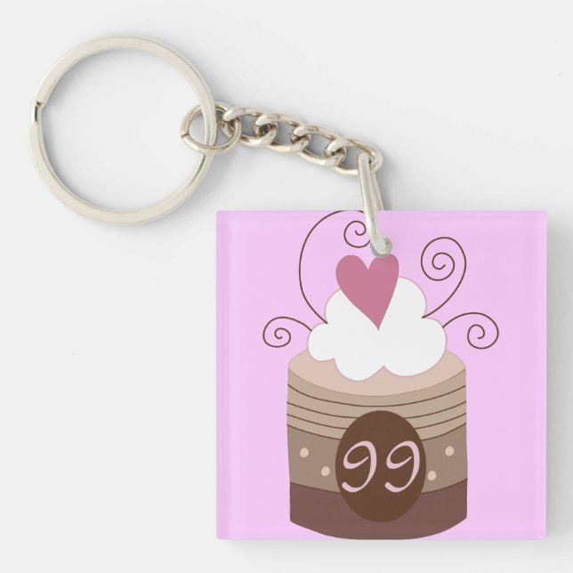 99th Birthday Gift Ideas For Her Keychain (Front)